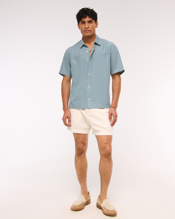 Short-Sleeve Cupro Button-Up Shirt
