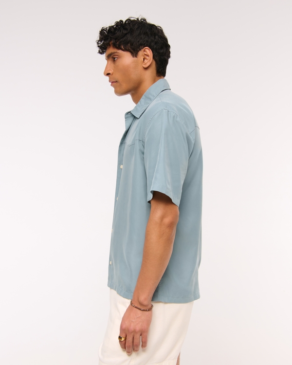 Short-Sleeve Cupro Button-Up Shirt