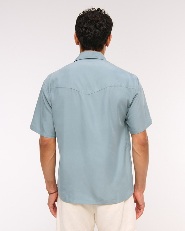 Short-Sleeve Cupro Button-Up Shirt