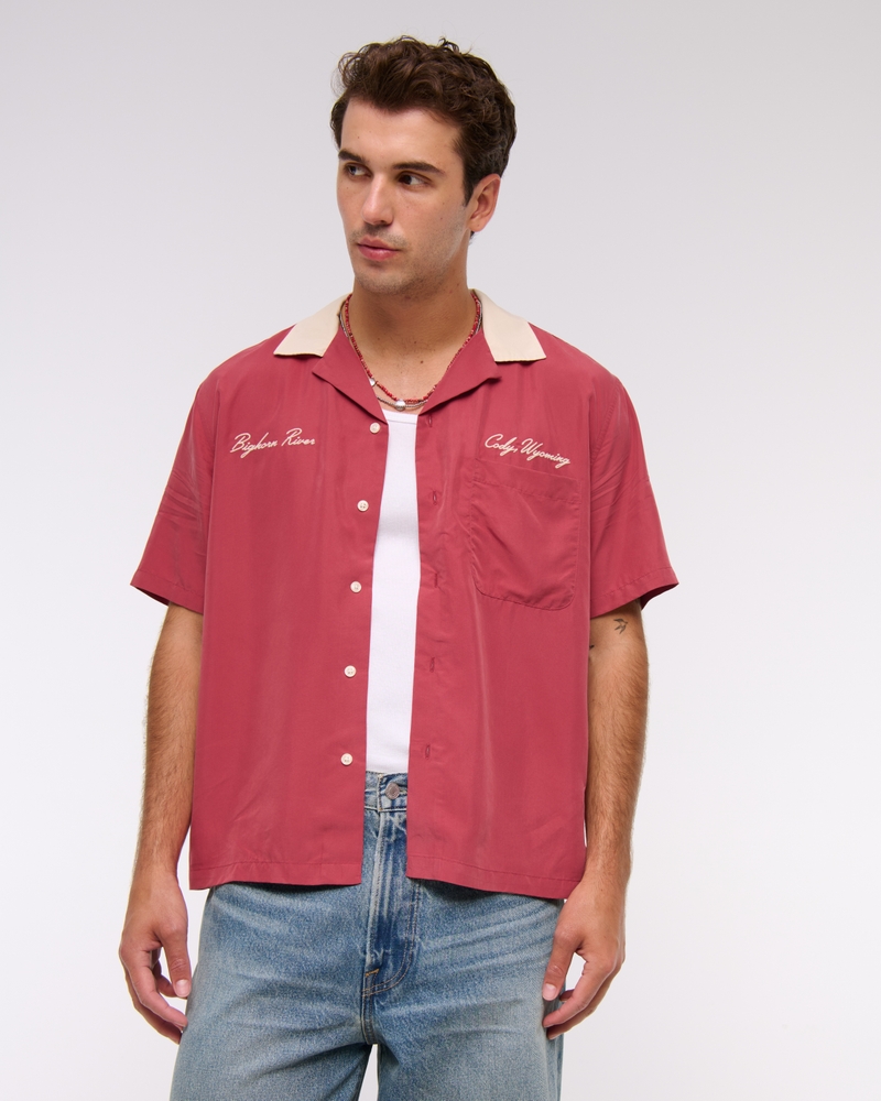 Short-Sleeve Cupro Button-Up Shirt