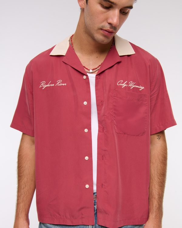 Men's Short-Sleeve Cupro Button-Up Shirt | Men's Clearance