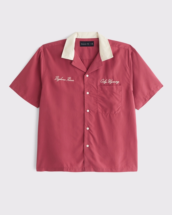 Men's Short-Sleeve Cupro Button-Up Shirt | Men's Clearance