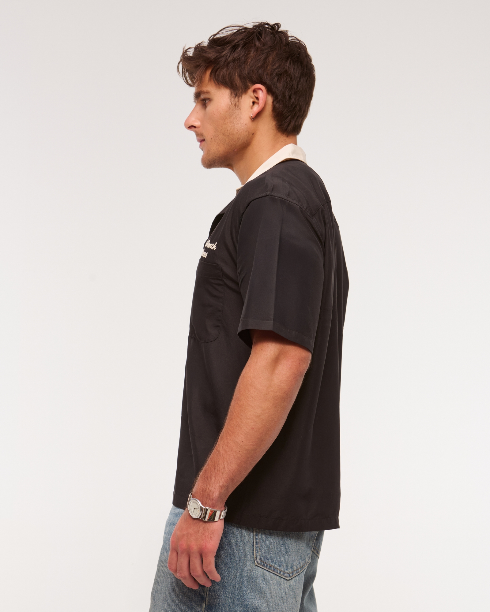 Short-Sleeve Cupro Button-Up Shirt