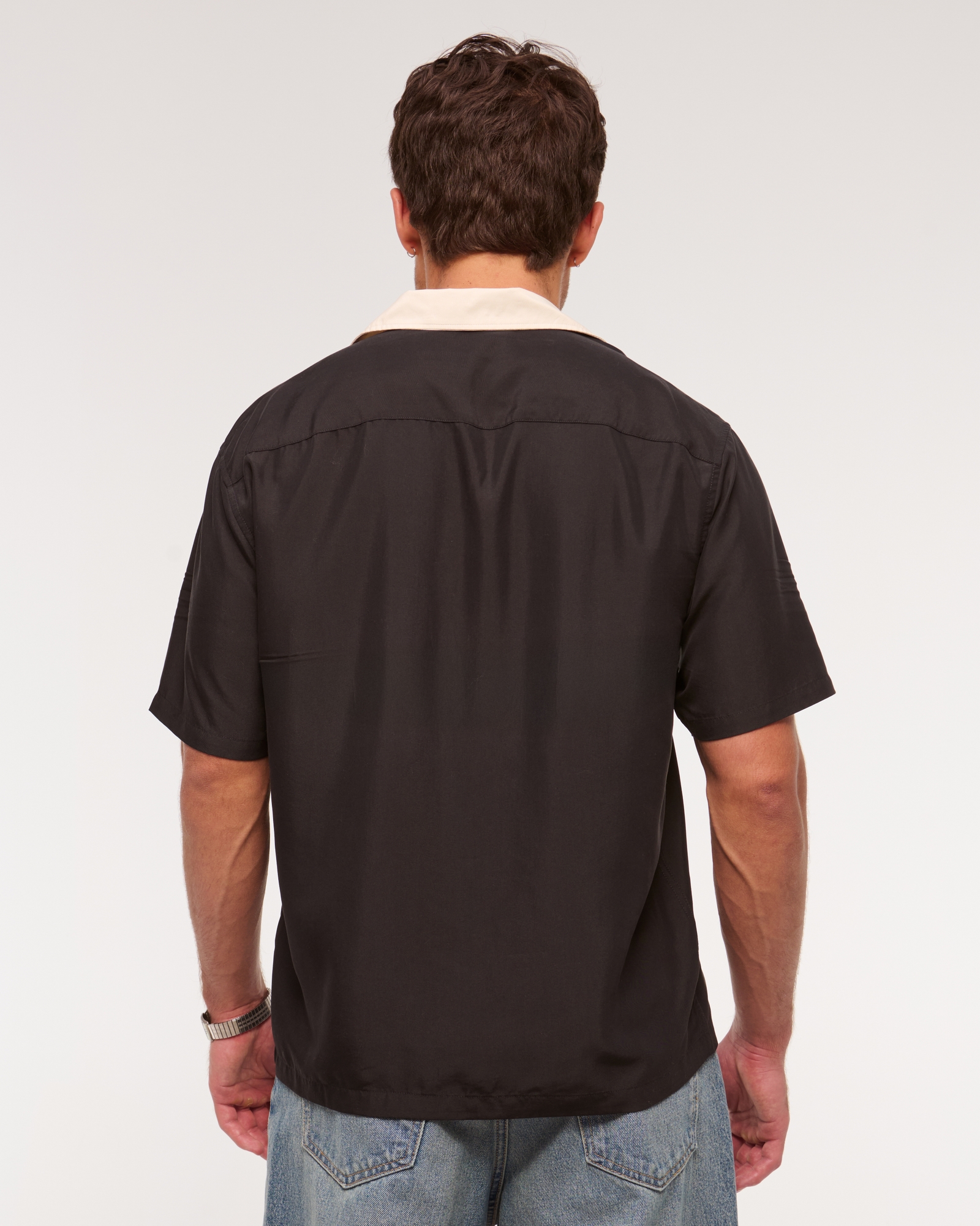 Short-Sleeve Cupro Button-Up Shirt