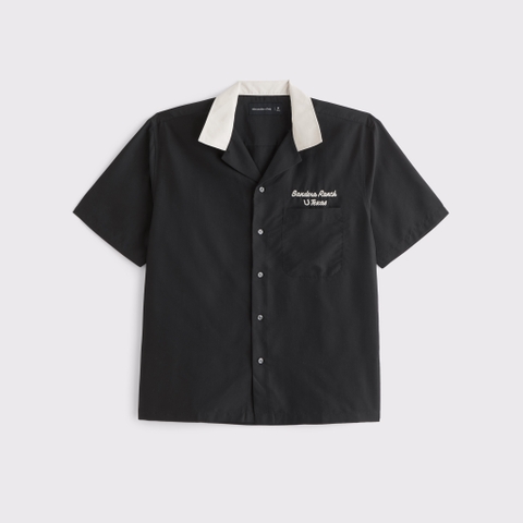 Мужские рубашки Abercrombie & Fitch Short-Sleeve Cupro Button-Up Shirt