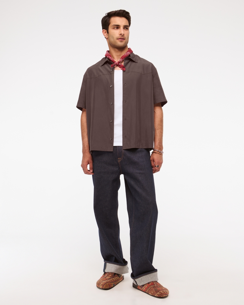 Short-Sleeve Cupro Button-Up Shirt