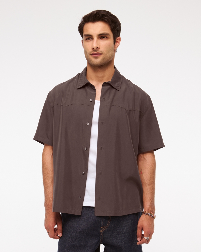 Short-Sleeve Cupro Button-Up Shirt