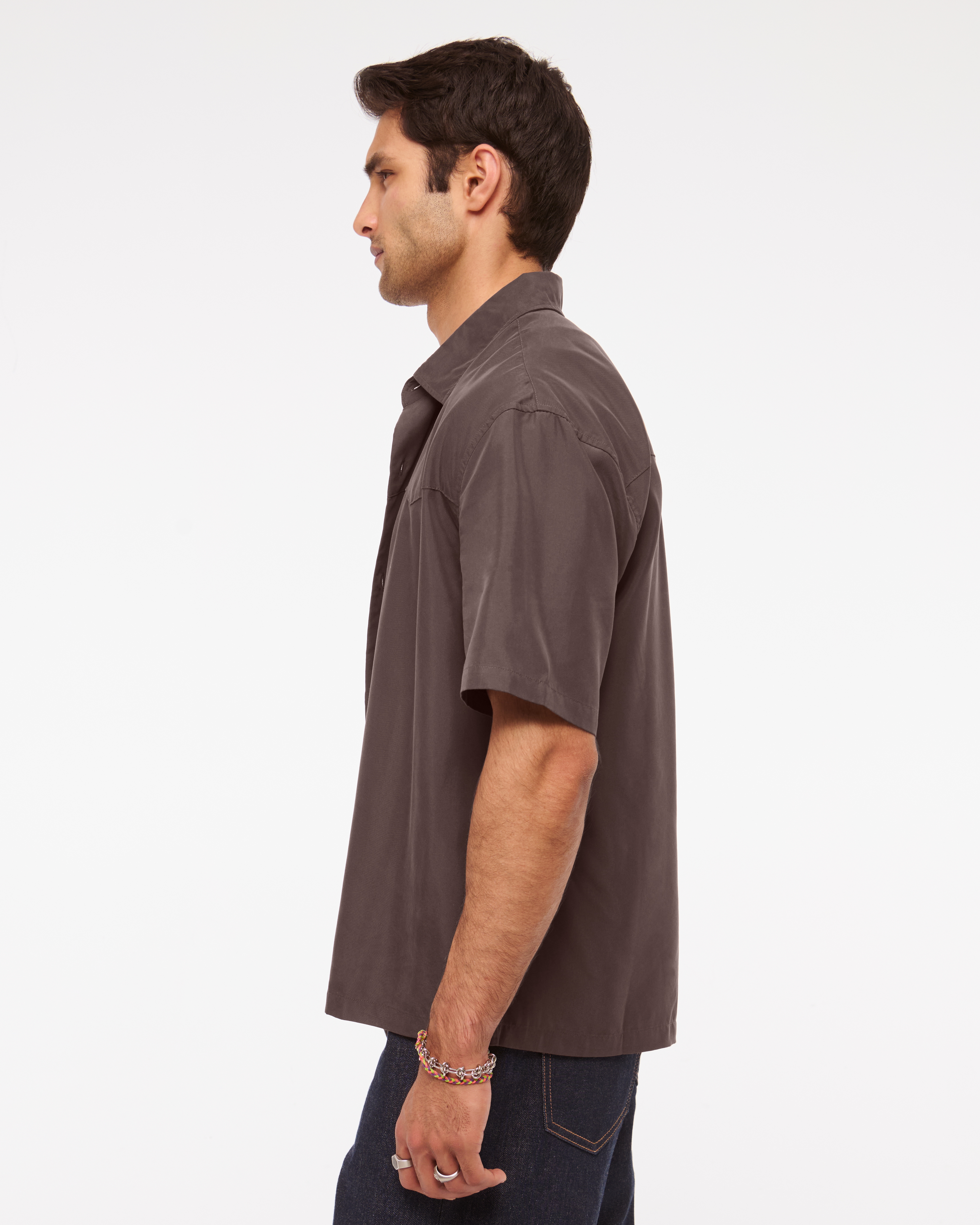 Men's Short-Sleeve Cupro Button-Up Shirt | Men's Tops