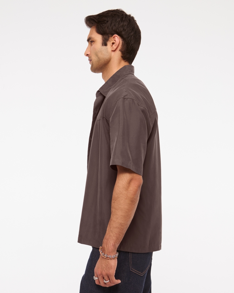 Short-Sleeve Cupro Button-Up Shirt