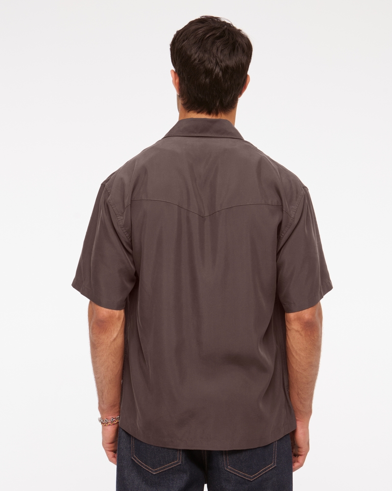 Short-Sleeve Cupro Button-Up Shirt