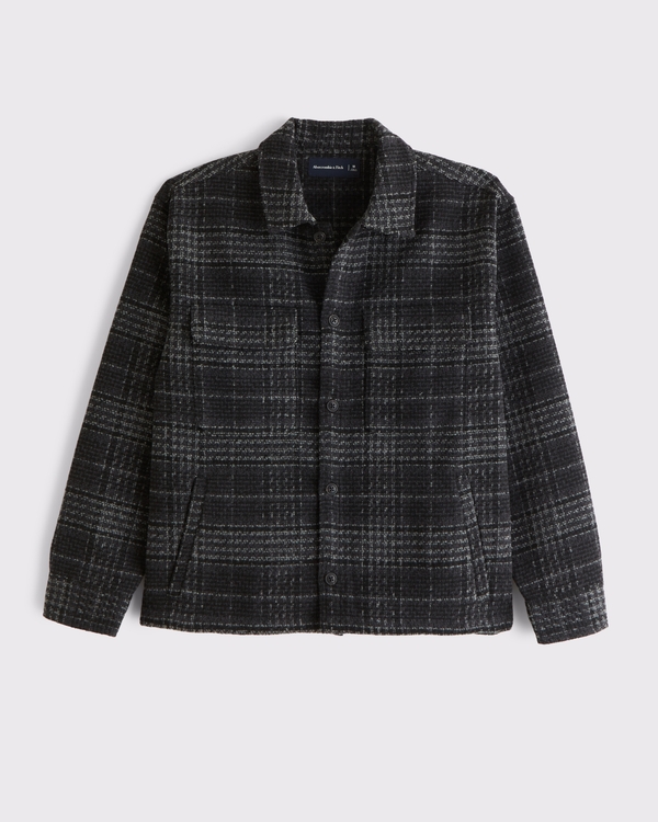 Boucle Shirt Jacket, Black Pattern view 1