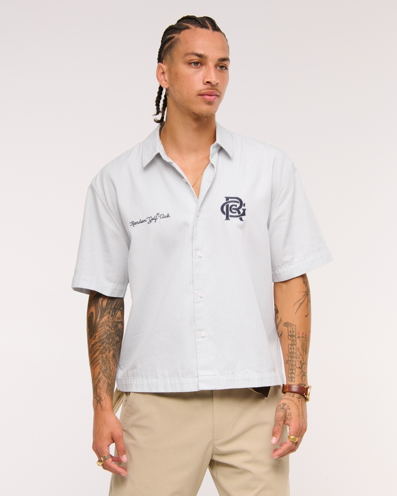 Short-Sleeve Cropped Random Golf Club Button-Up Shirt