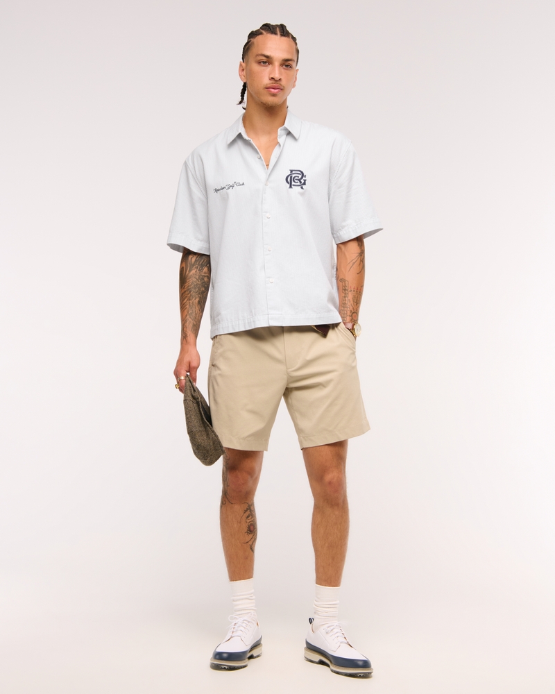 Short-Sleeve Cropped Random Golf Club Button-Up Shirt