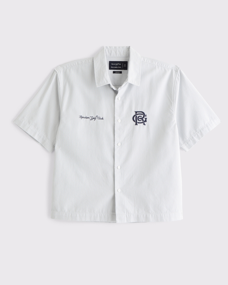 Short-Sleeve Cropped Random Golf Club Button-Up Shirt