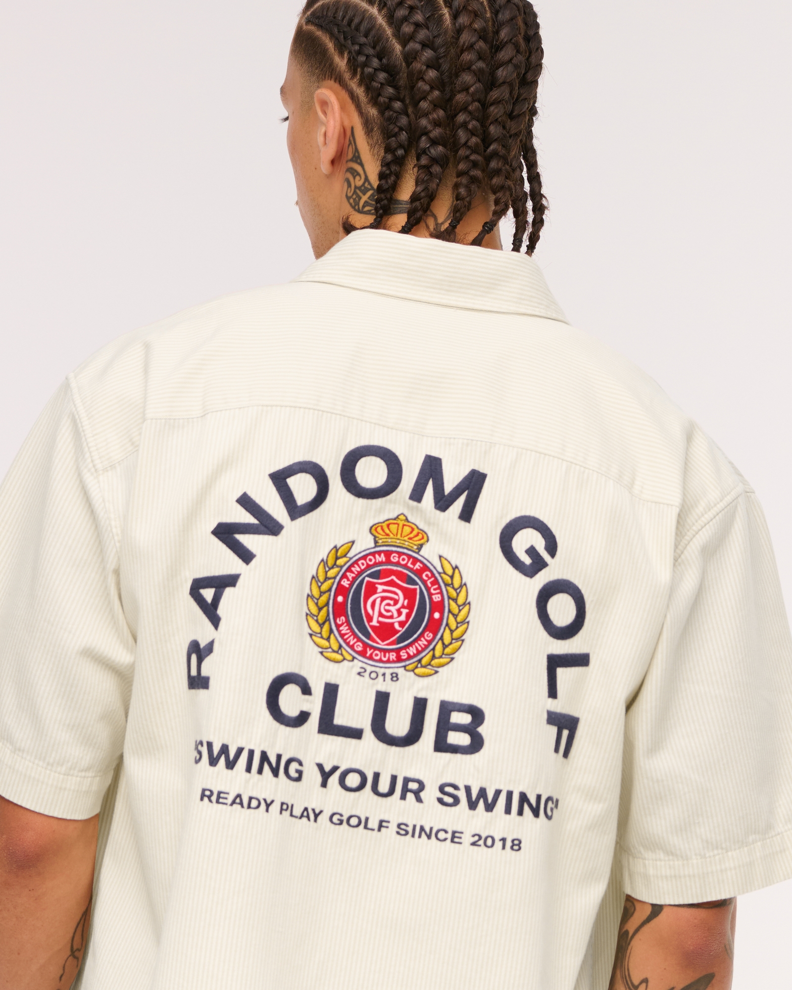 Short-Sleeve Cropped Random Golf Club Button-Up Shirt