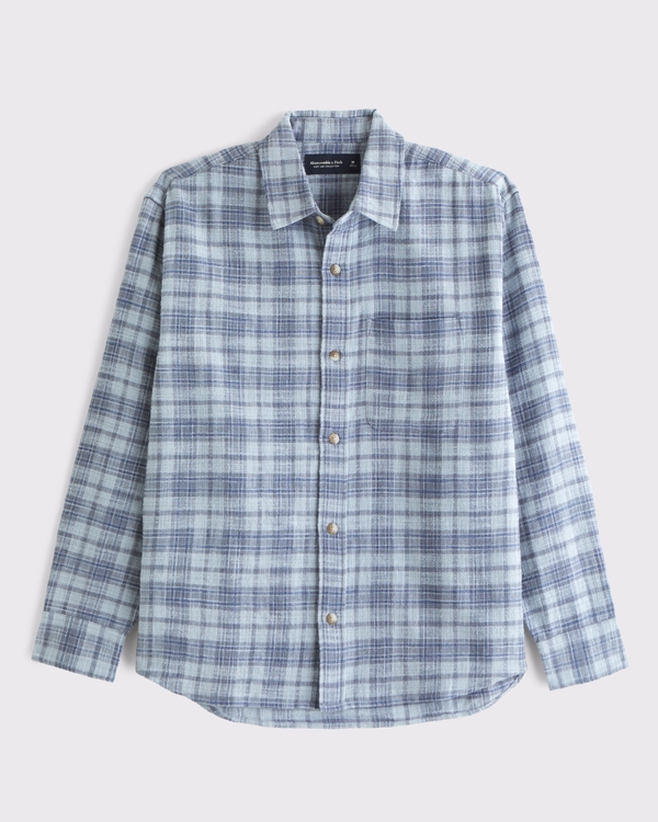Slub Flannel, Light Blue Plaid view 1