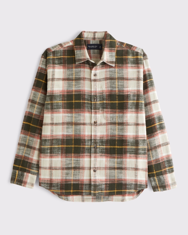 Slub Flannel, Green Plaid view 1