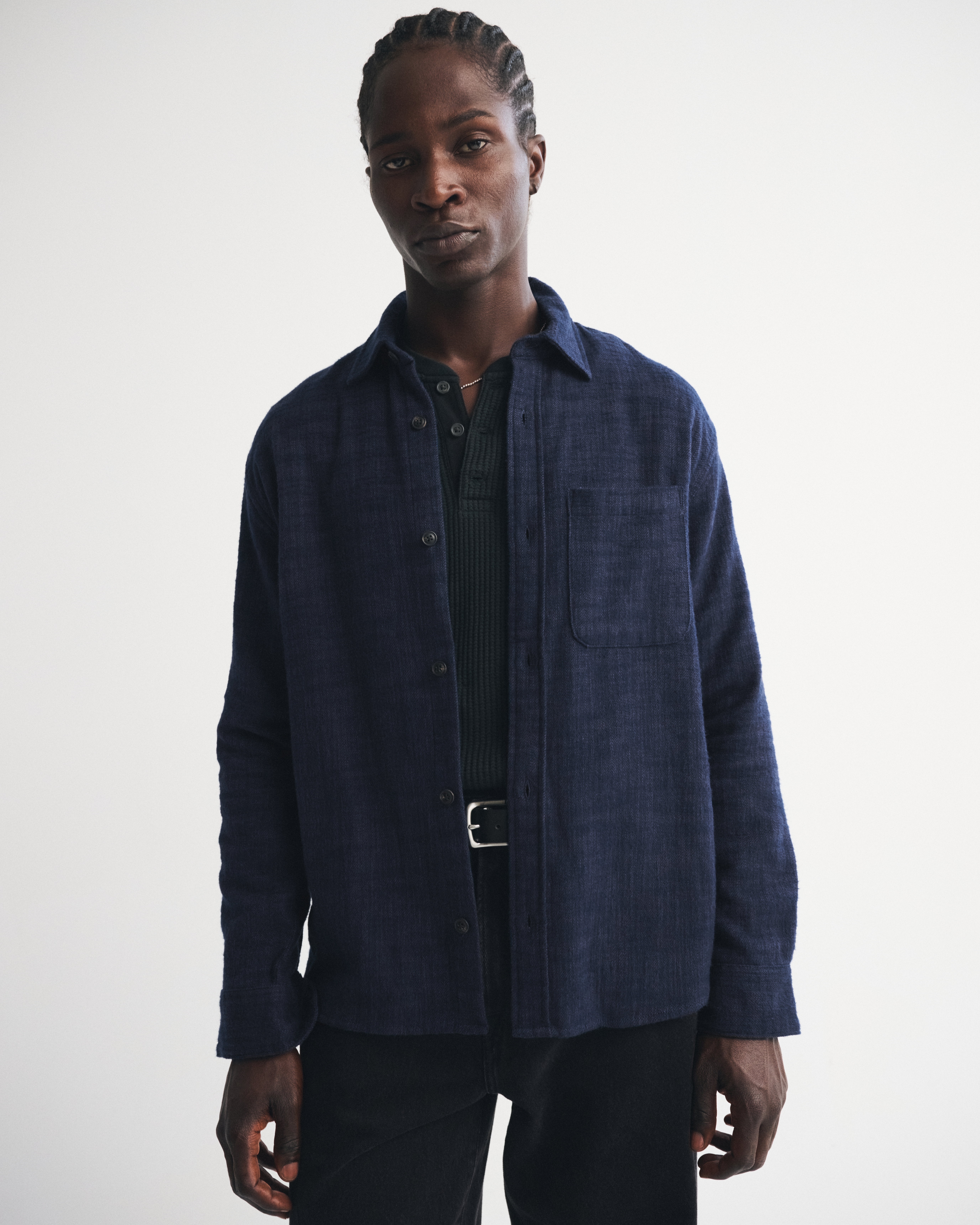 Abercrombie & Fitch Slub Flannel In Blue