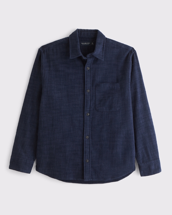Slub Flannel, Navy view 1