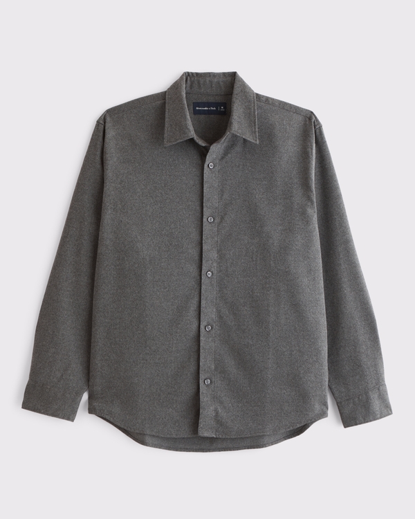 Brushed Button-Up Shirt, Gray view 1