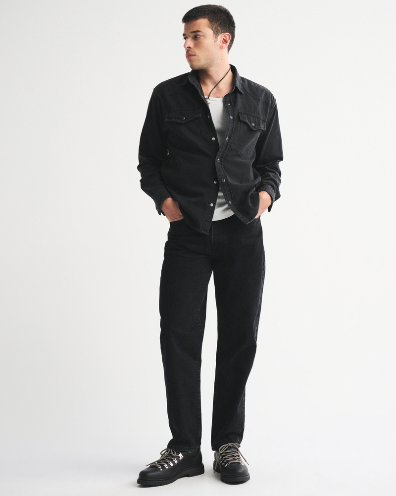 Western Denim Button-Up Shirt