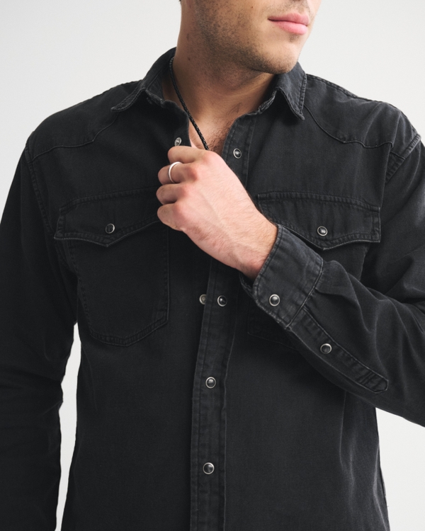 Men's Western Denim Button-Up Shirt | Men's Clearance