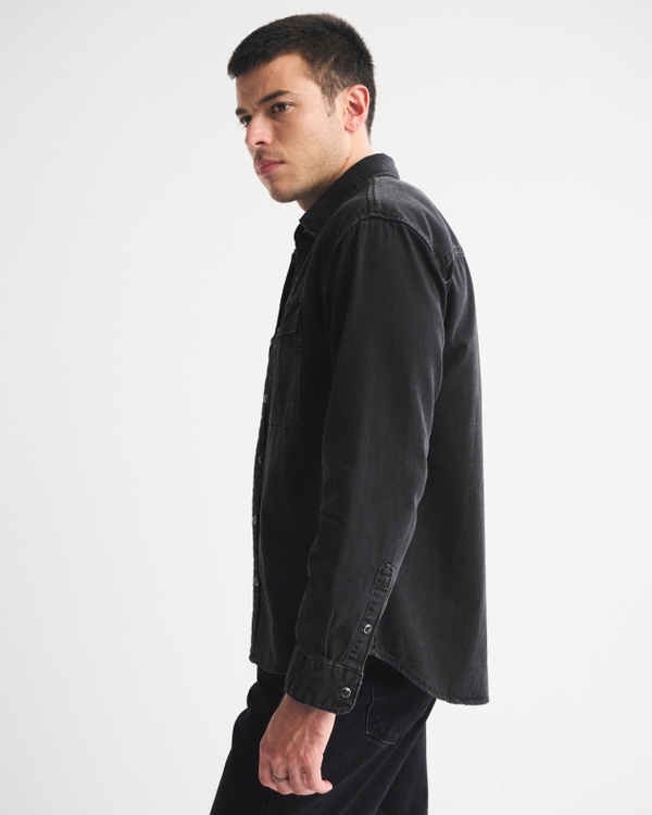 Western Denim Button-Up Shirt