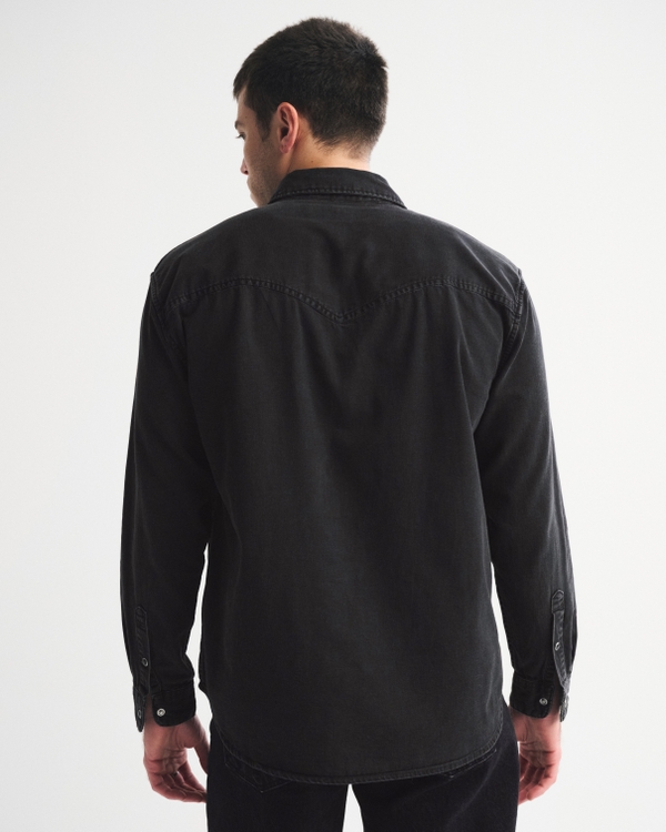 Western Denim Button-Up Shirt