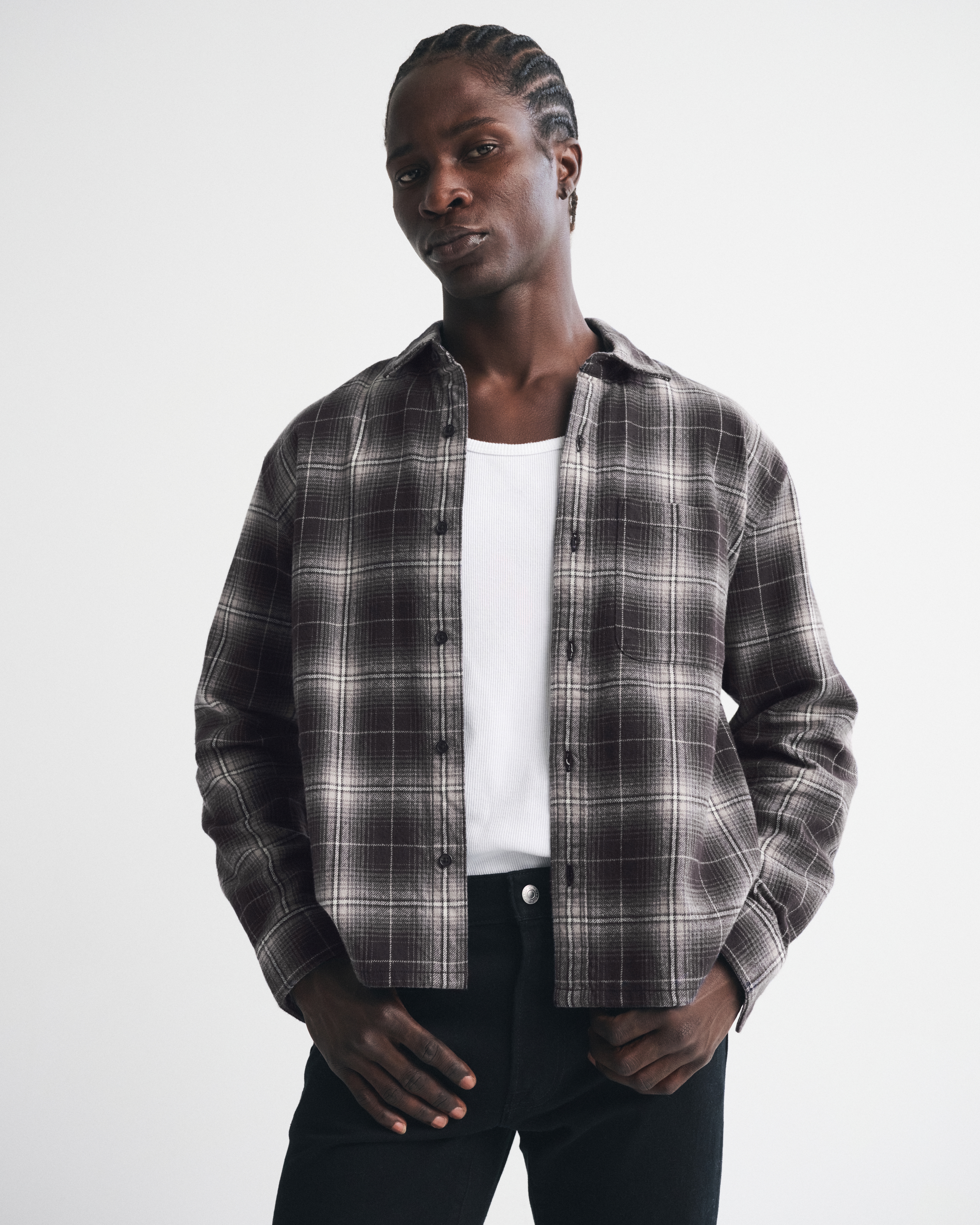Abercrombie & Fitch Flannel In Black
