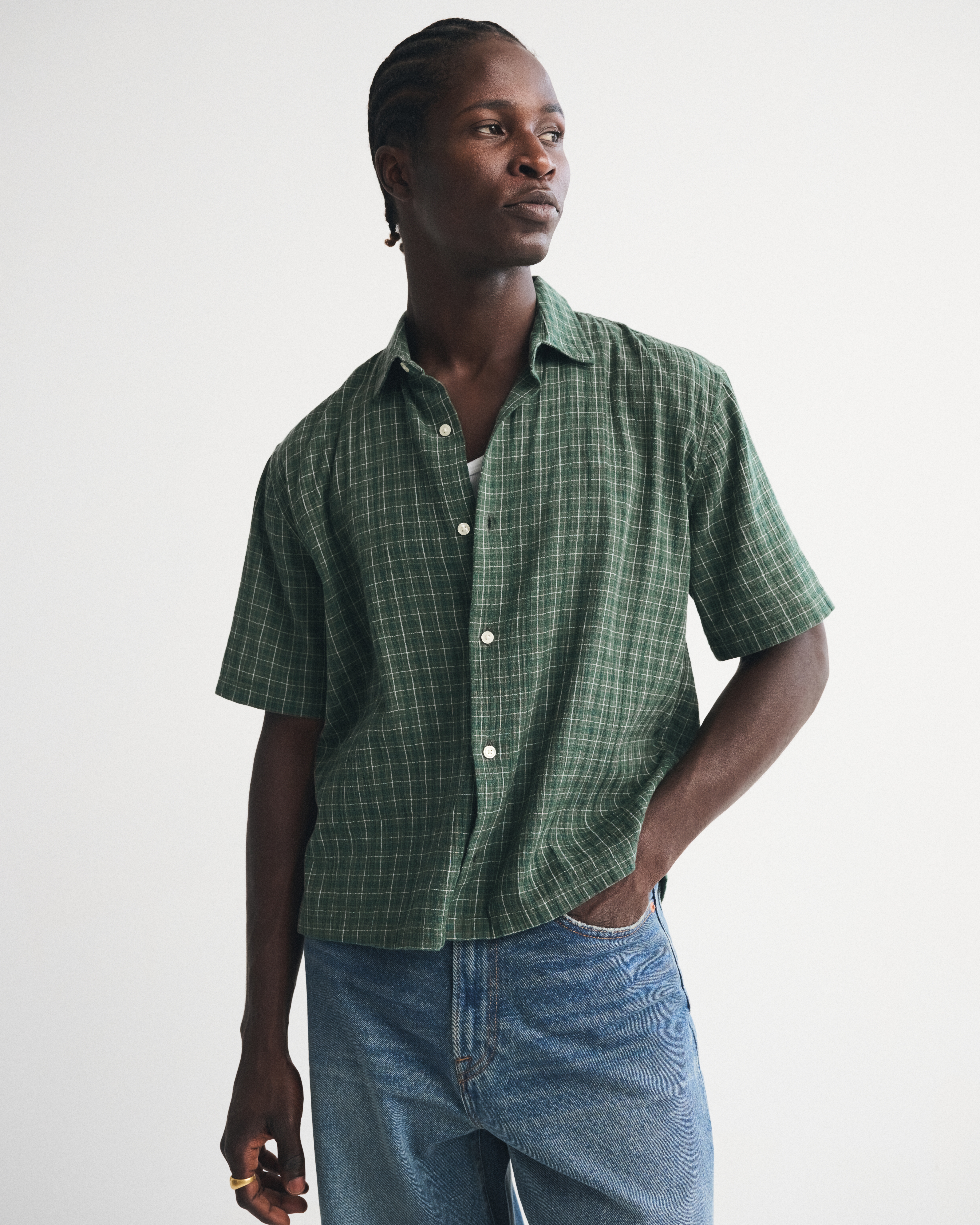Abercrombie & Fitch Short-sleeve Button-up Shirt In Green
