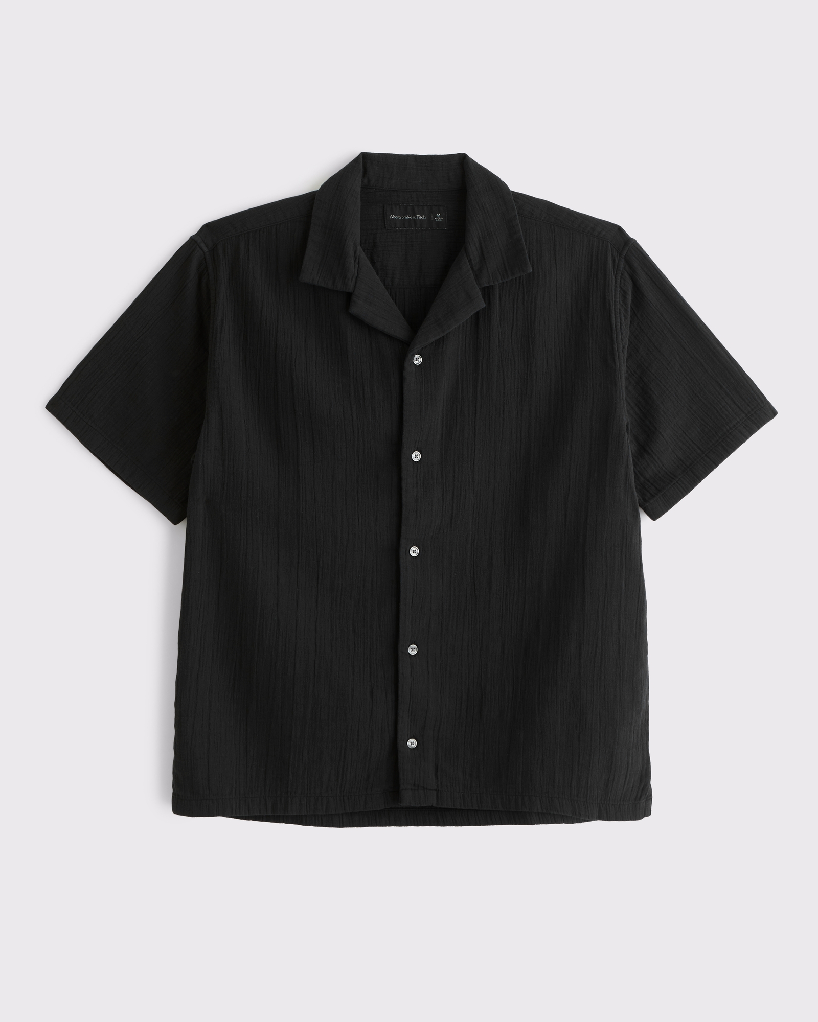 Camp Collar Textured Button-Up Shirt