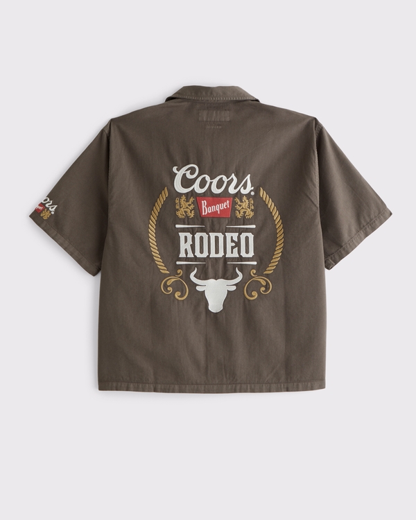 Short-Sleeve Cropped Coors Banquet Workwear Button-Up Shirt