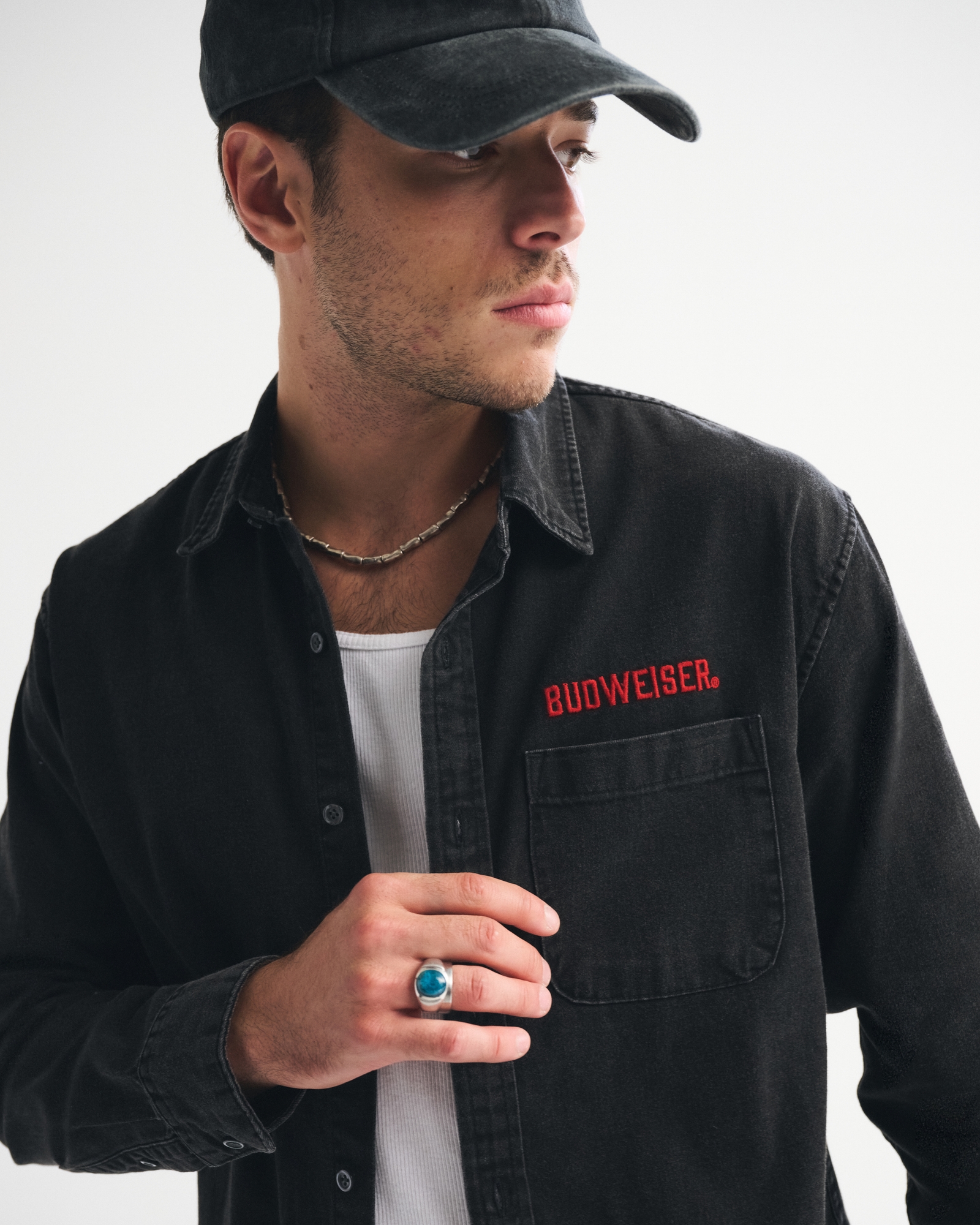 Budweiser Denim Button-Up Shirt