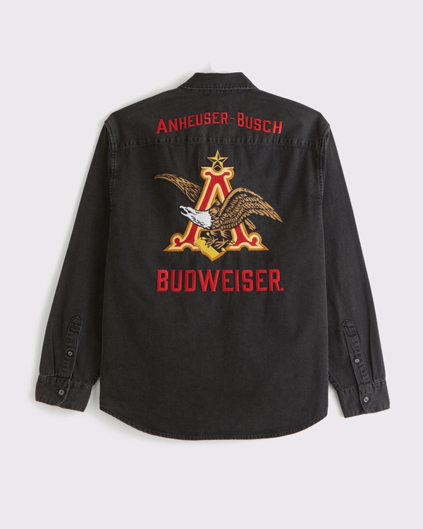 Budweiser Denim Button-Up Shirt, Black Wash view 1