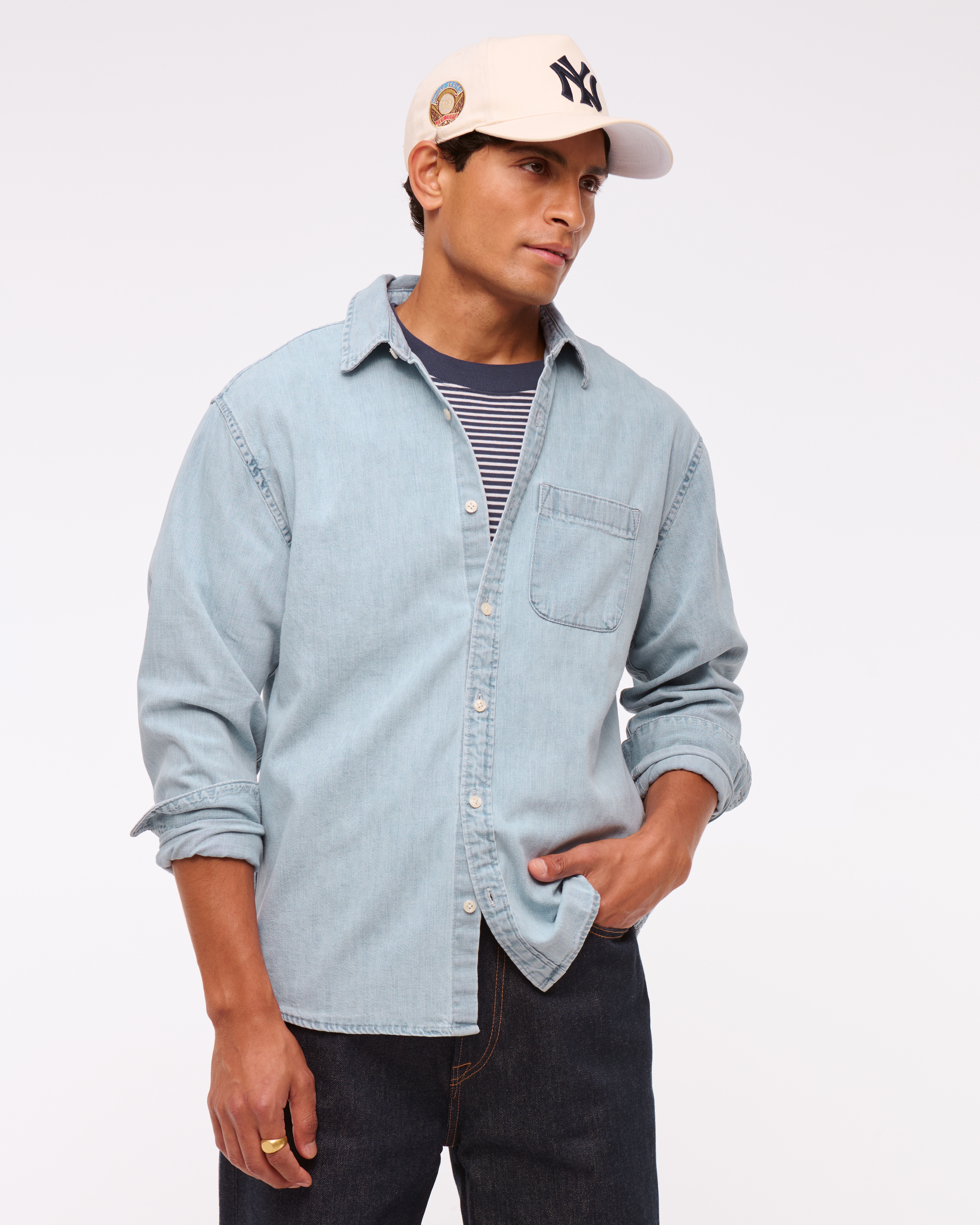 メンズ Western Denim Button-Up Shirt | メンズ トップス