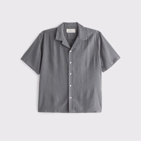Мужские рубашки Abercrombie & Fitch Camp Collar Summer Linen-Blend Shirt