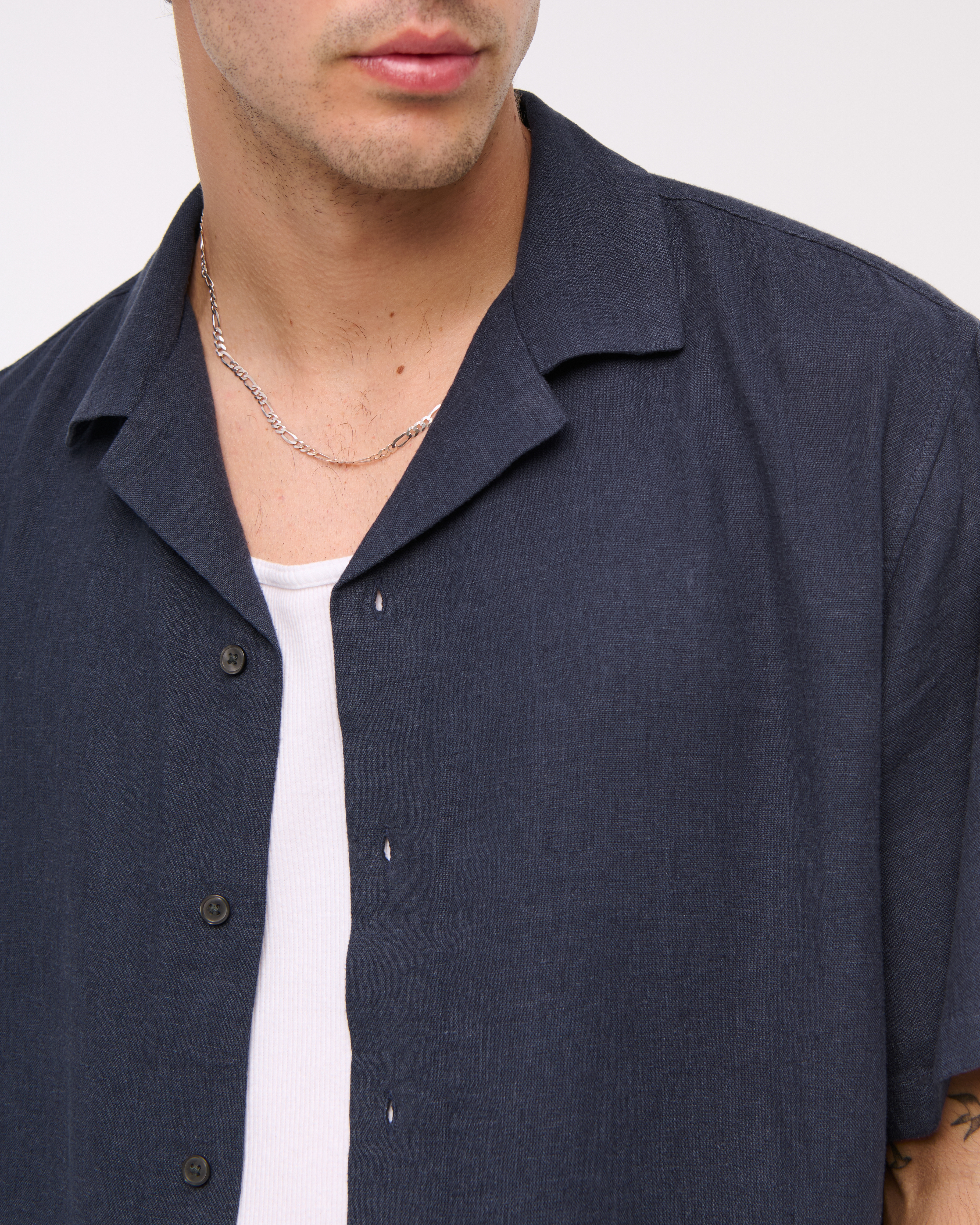Men's Camp Collar Summer Linen-Blend Shirt | Men's Tops