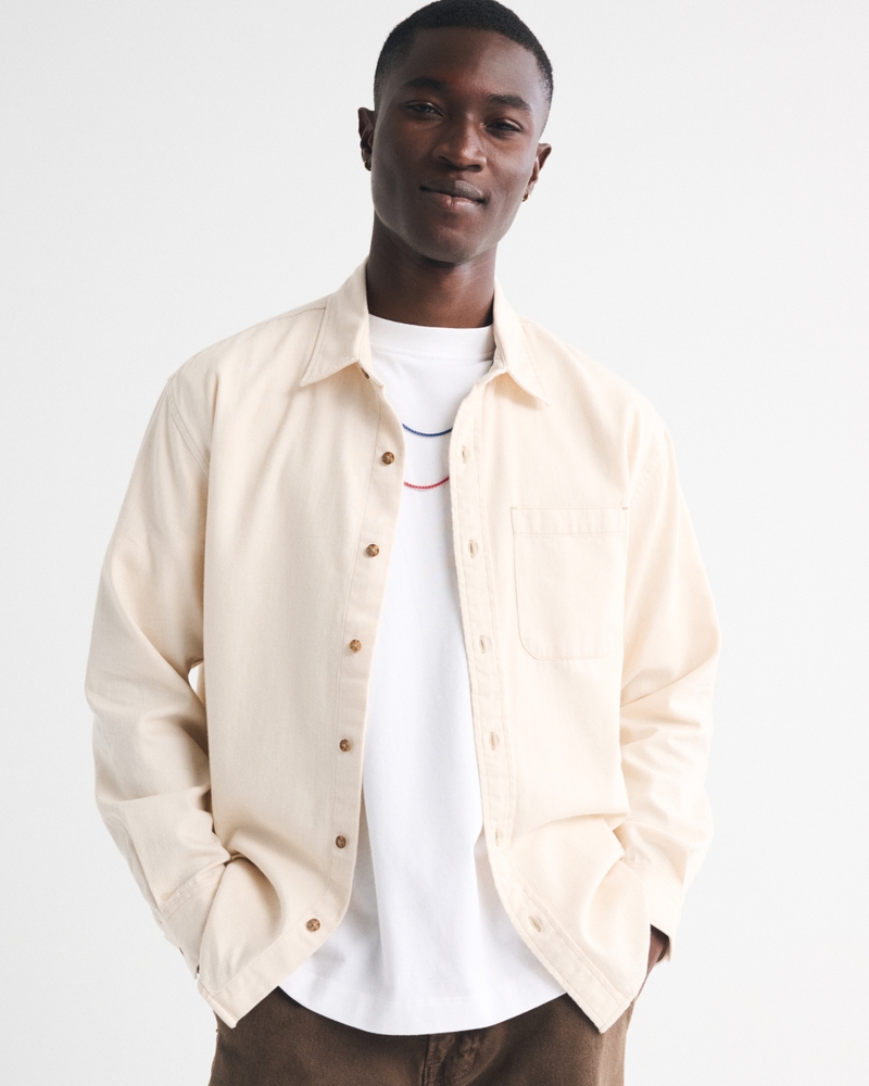 Men's Twill Shirt Jacket | Men's Tops | Abercrombie.com