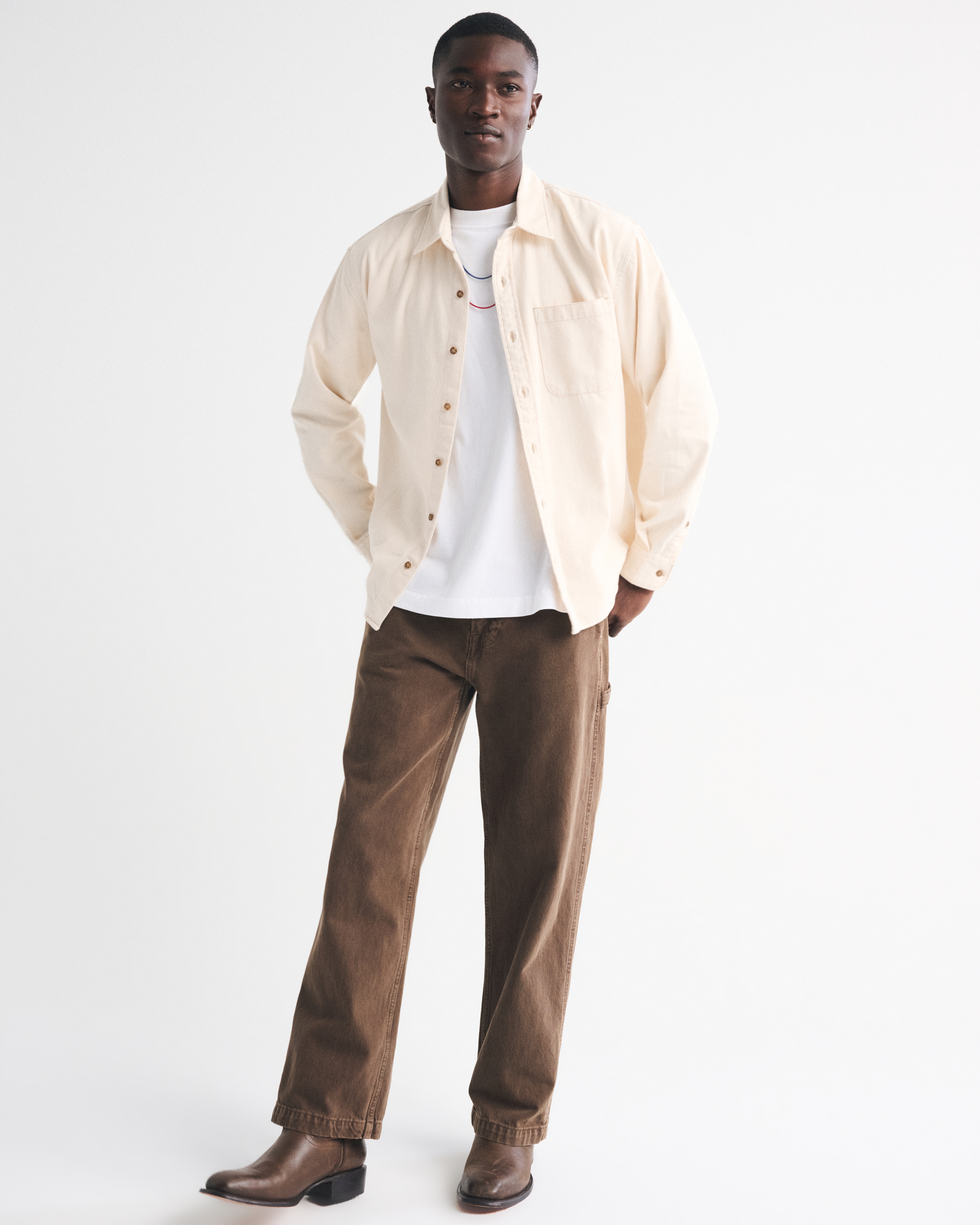 twill half shirt jacket / ジャケット / dium Men's Cropped Twill Zip Shirt Jacket | Men's Tops