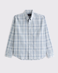 Long-Sleeve Textural Plaid Button-Up Shirt