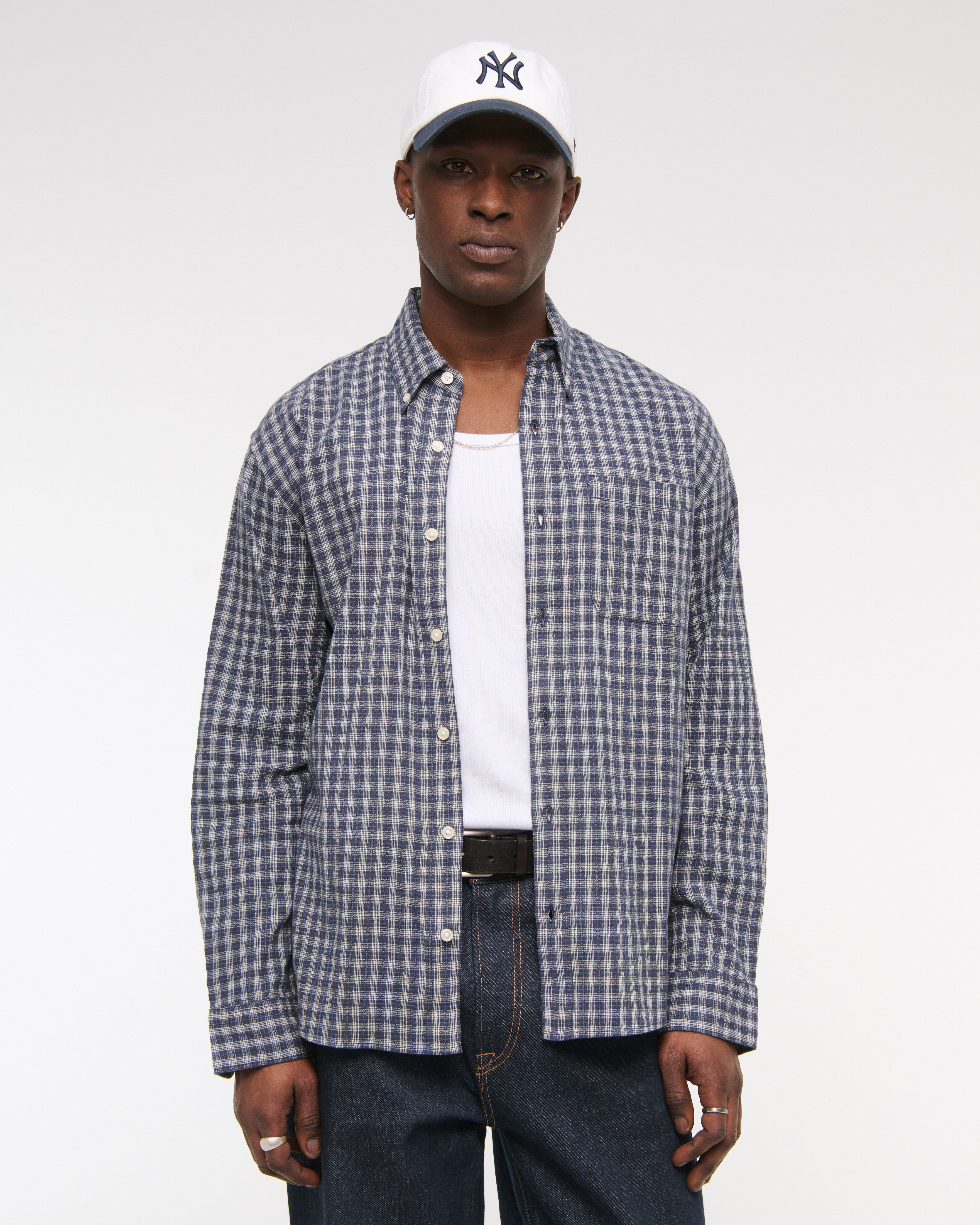 Abercrombie & Fitch Long-sleeve Plaid Button-up Shirt In Blue