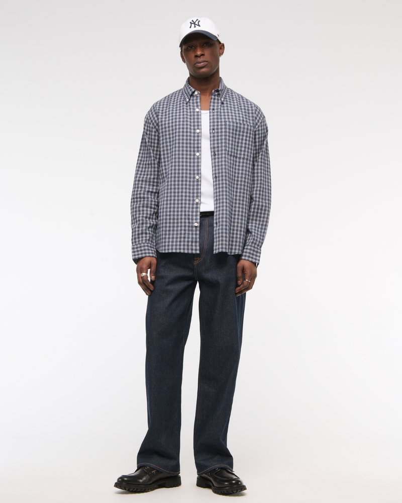 Long-Sleeve Plaid Button-Up Shirt