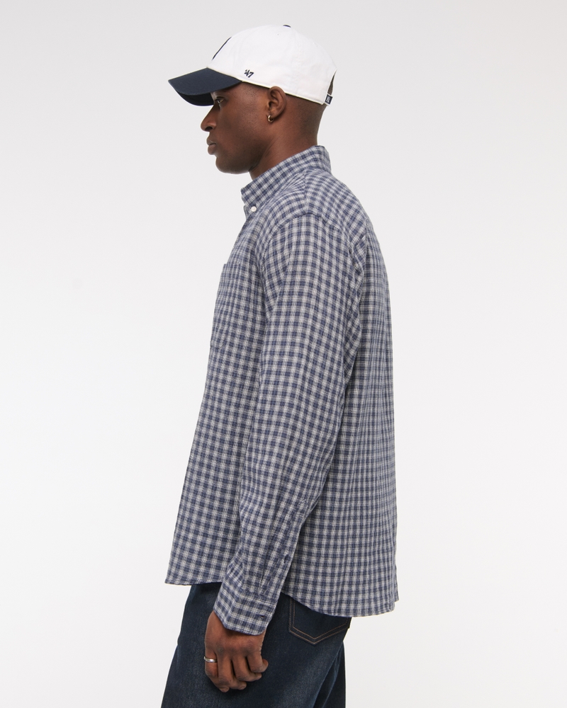 Long-Sleeve Plaid Button-Up Shirt