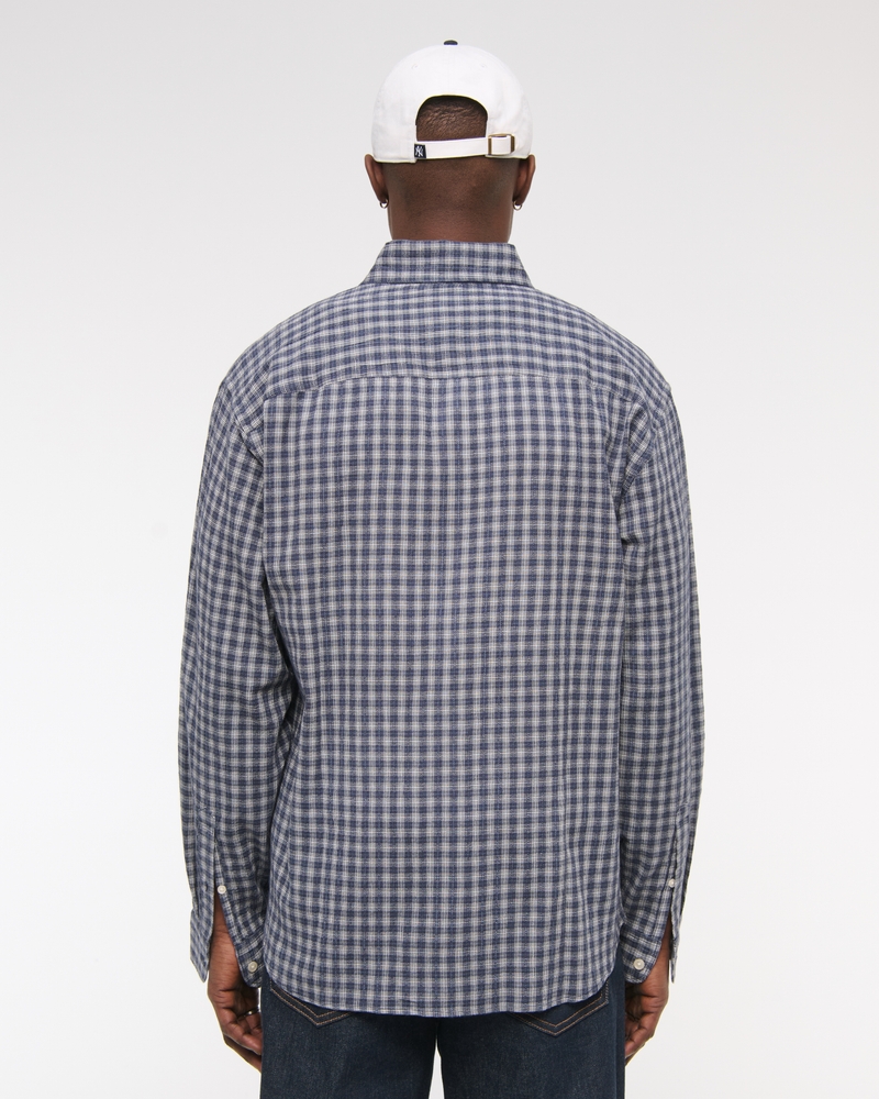 Long-Sleeve Plaid Button-Up Shirt