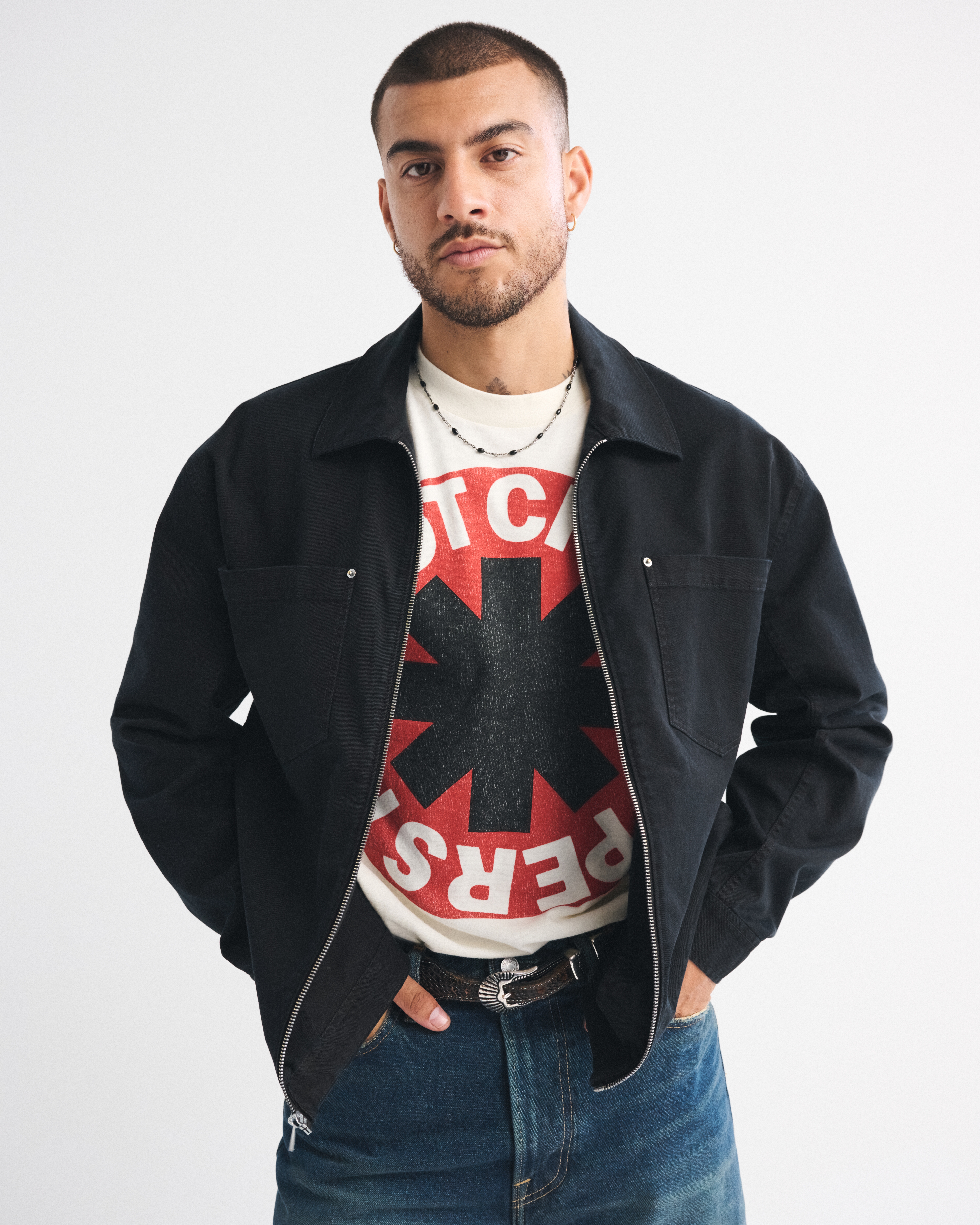 Мужская куртка Abercrombie & Fitch Zip Shirt Jacket, цвет: Чёрный — фото 2