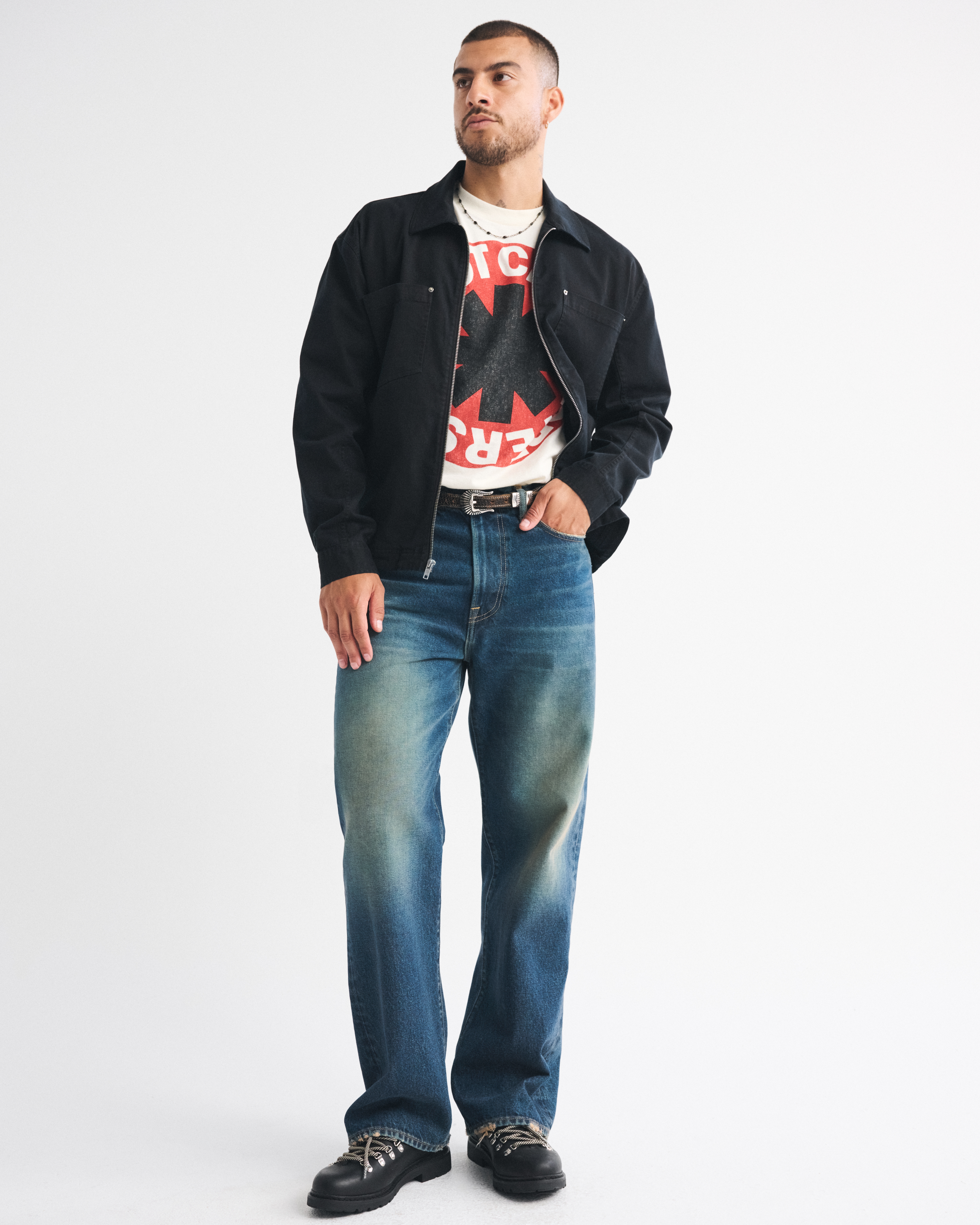 Мужская куртка Abercrombie & Fitch Zip Shirt Jacket, цвет: Чёрный — фото 3