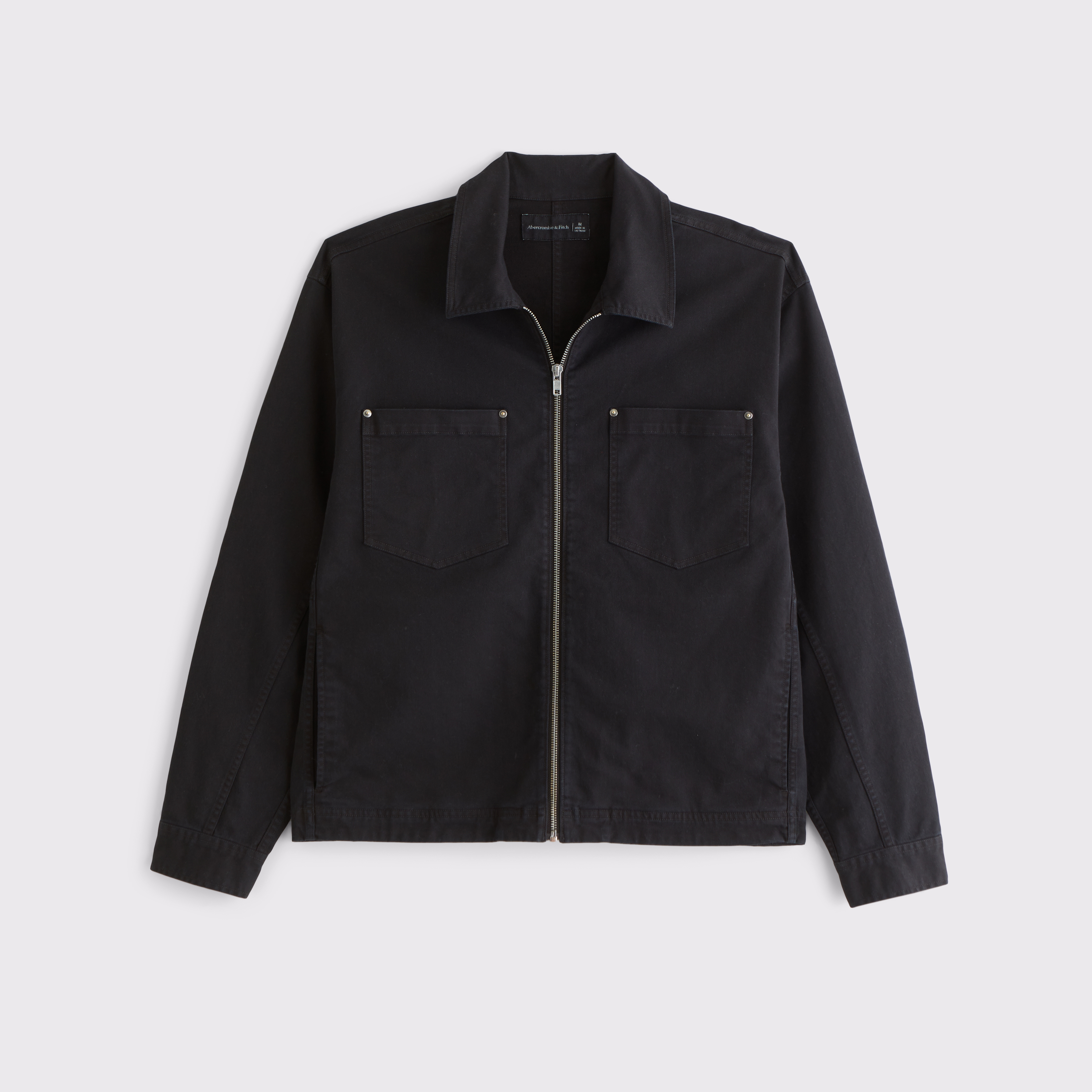 Мужская куртка Abercrombie & Fitch Zip Shirt Jacket, цвет: Чёрный
