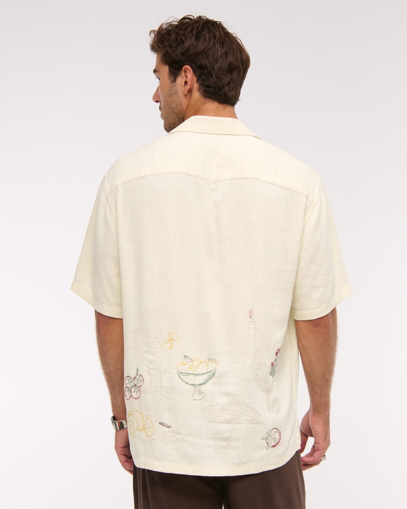 Camp Collar Cropped Summer Linen-Blend Shirt