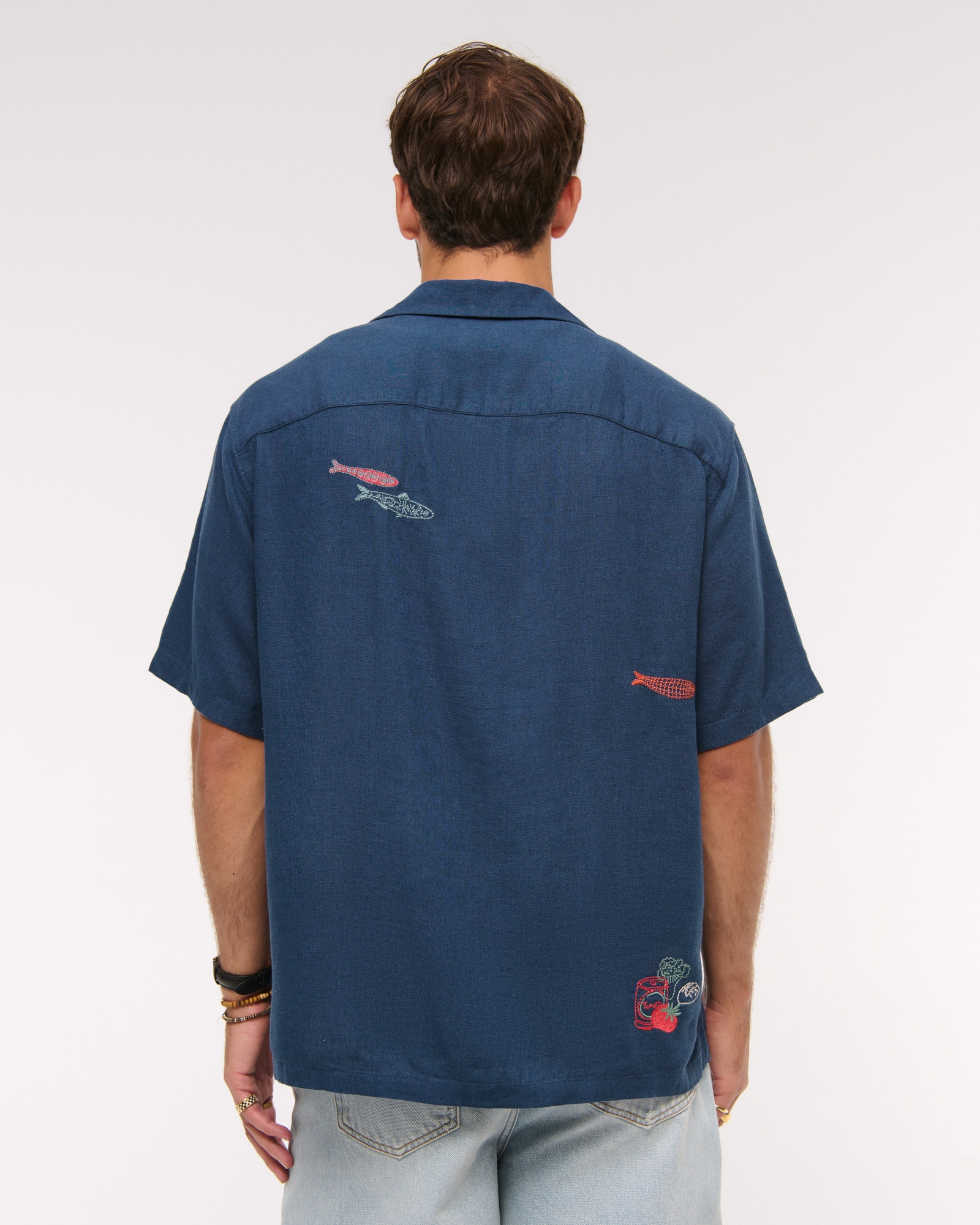 Camp Collar Cropped Summer Linen-Blend Shirt