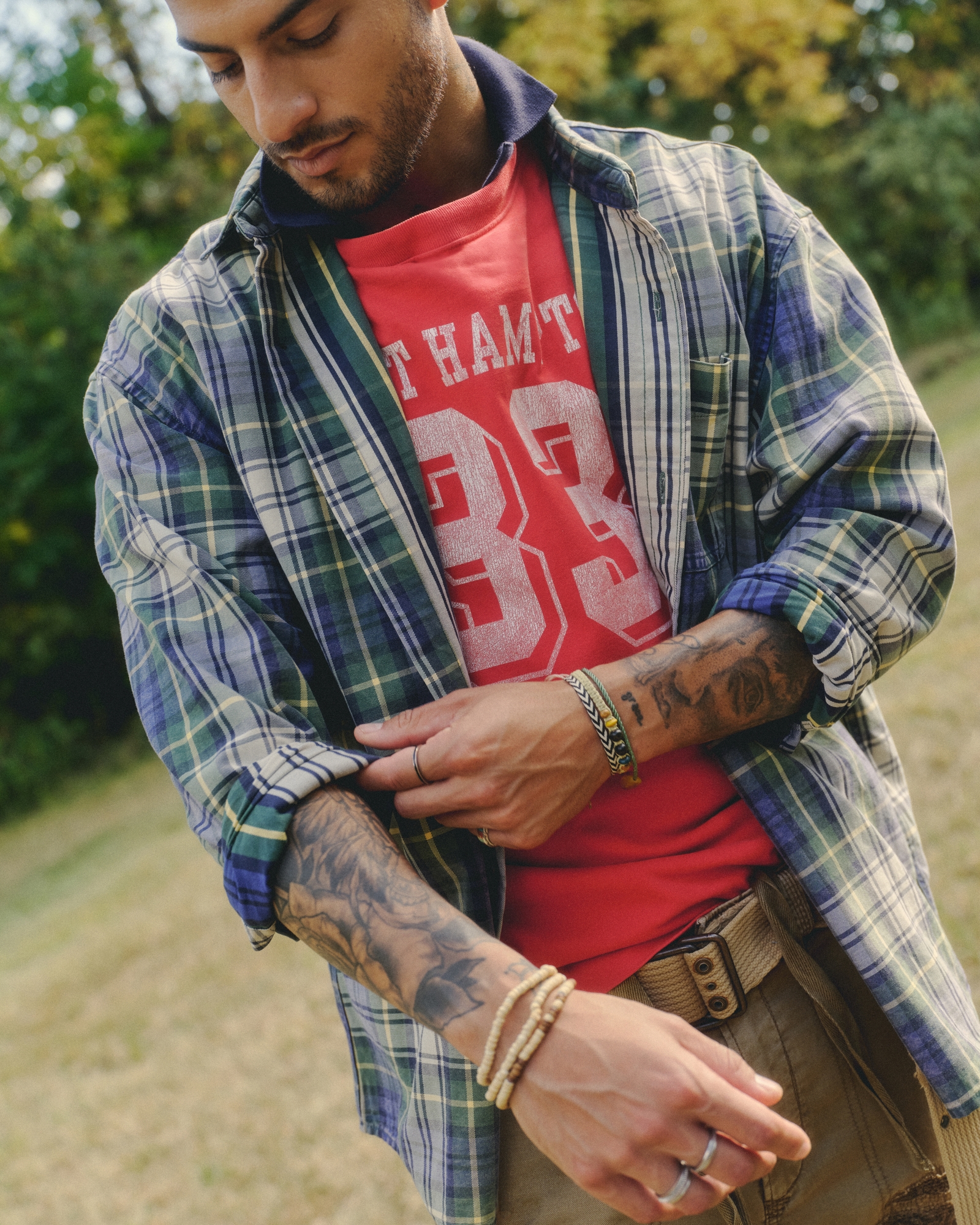 Plaid Button-Up Shirt